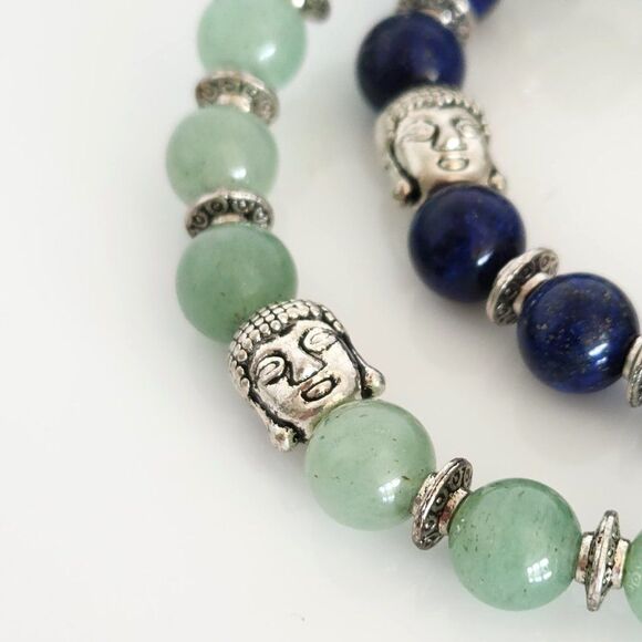 Aventurine and Lapis Lazuli Stretch Bracelets - Picture 3 of 5